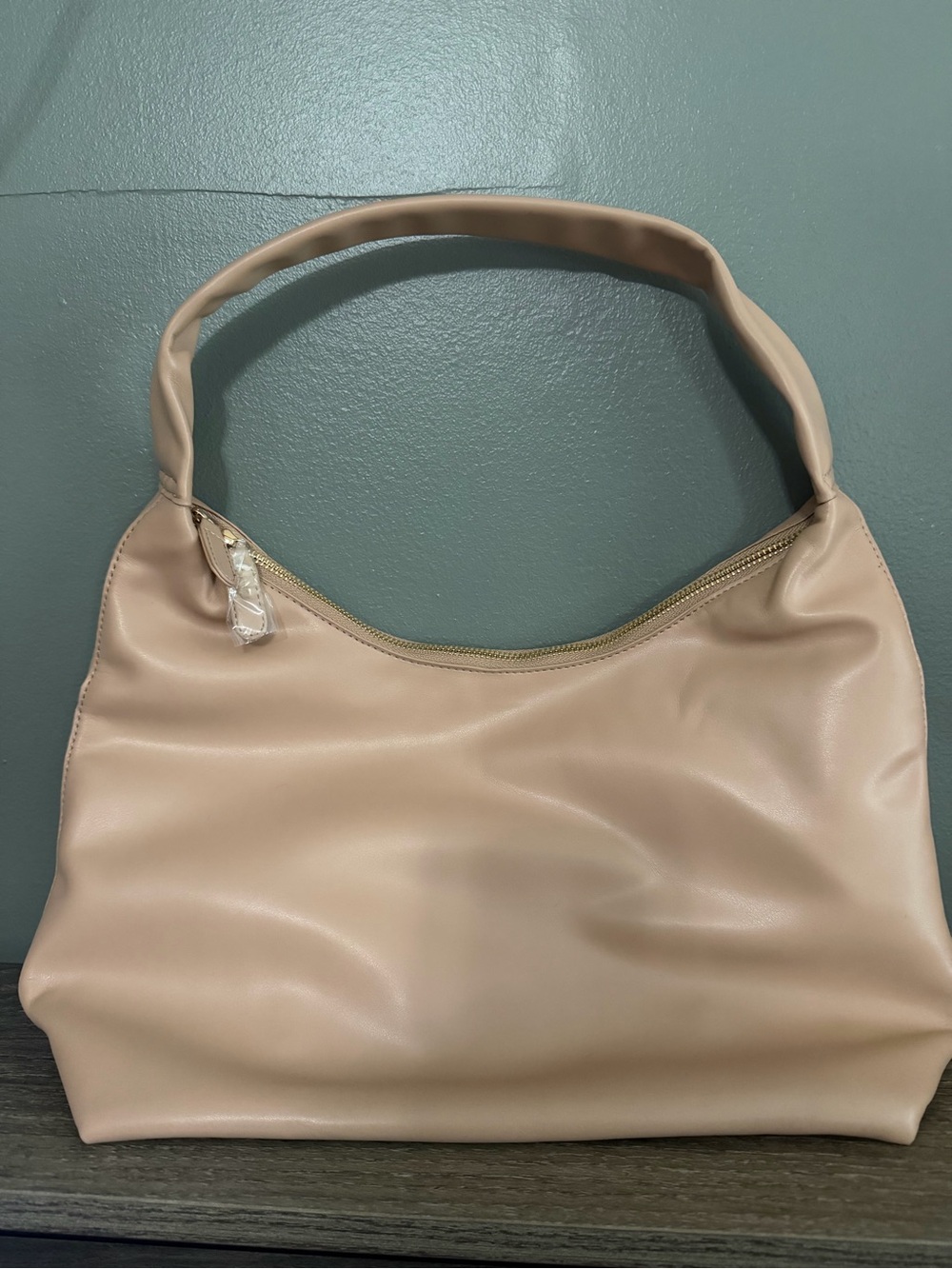 Classic Soft Shoulder Bag in Nude